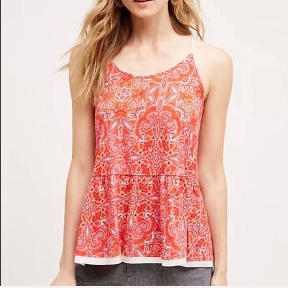 Meadow Rue Tops - Anthropologie - Meadow Rue Pink Patterned Tank Top